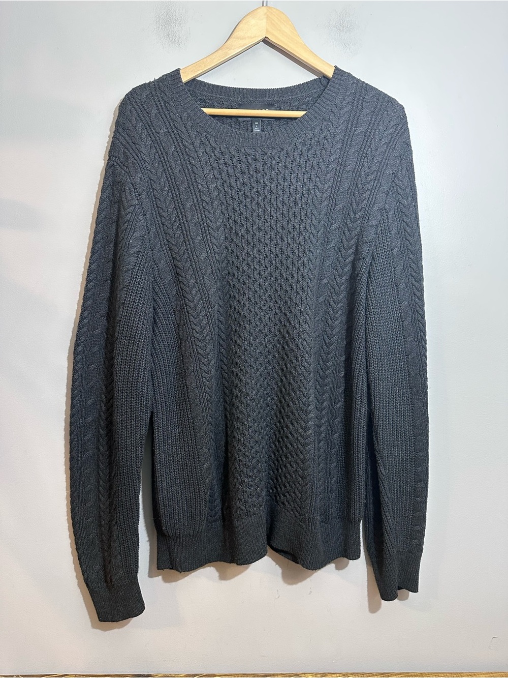 Bonobos Slim Fit Cotton & Cashmere Crewneck Cable Knit Cinder Sweater Sz L